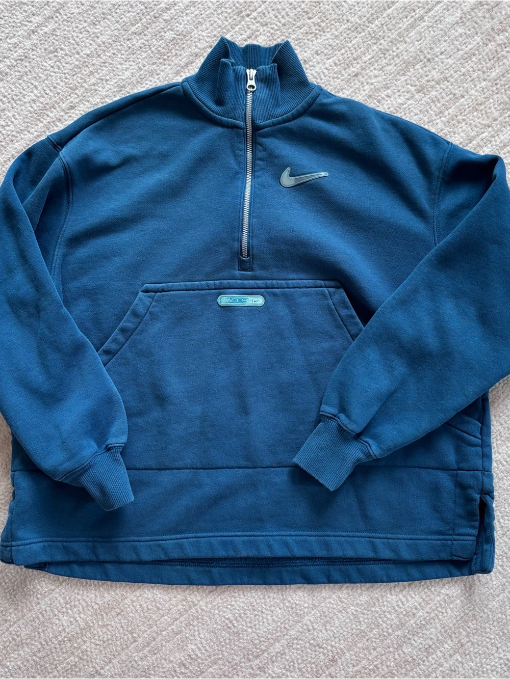 Nike Blue-Teal Half-Zip Pullover Hoodie